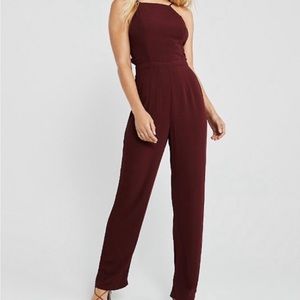 BNWT Abercrombie & Fitch Maroon Jumpsuit with bow back - Size XS